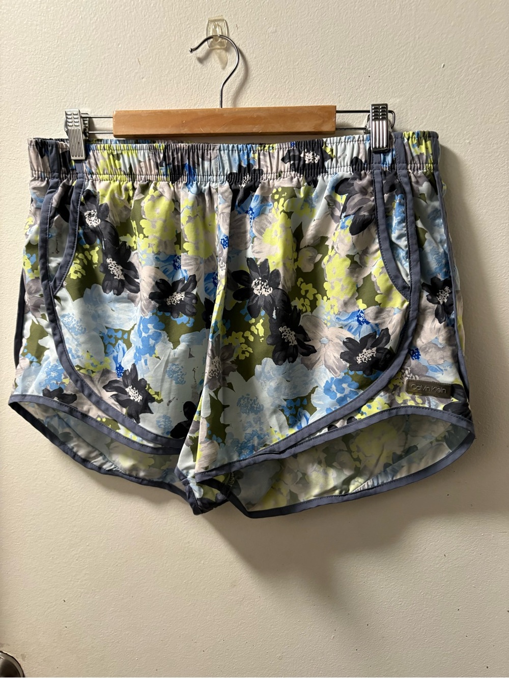 Calvin Klein Floral Athletic Shorts in Blue, Lime & Gray size 1x
